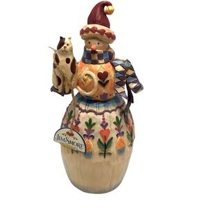 Jim Shore Heartwood Creek “Winter’s Friend” Snowman/Cat 112244 New 2003